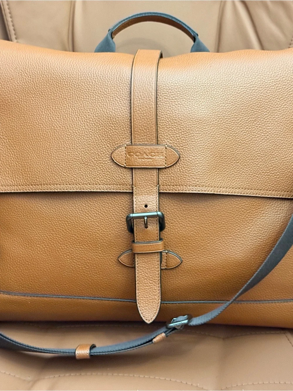 Coach Hudson Leather Messenger Bag Briefcase Saddle Brown Laptop Crossbody